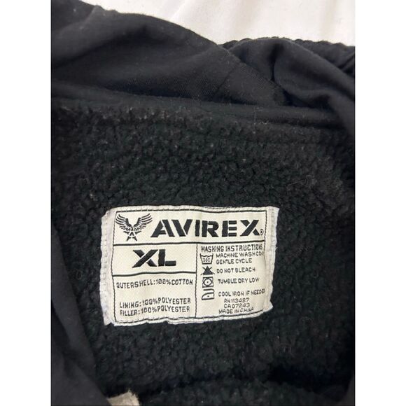 Avirex XL Button Flannel Faux Sherpa Lined Hoodie Beige Black Silver Thread rn#1 - Picture 4 of 7